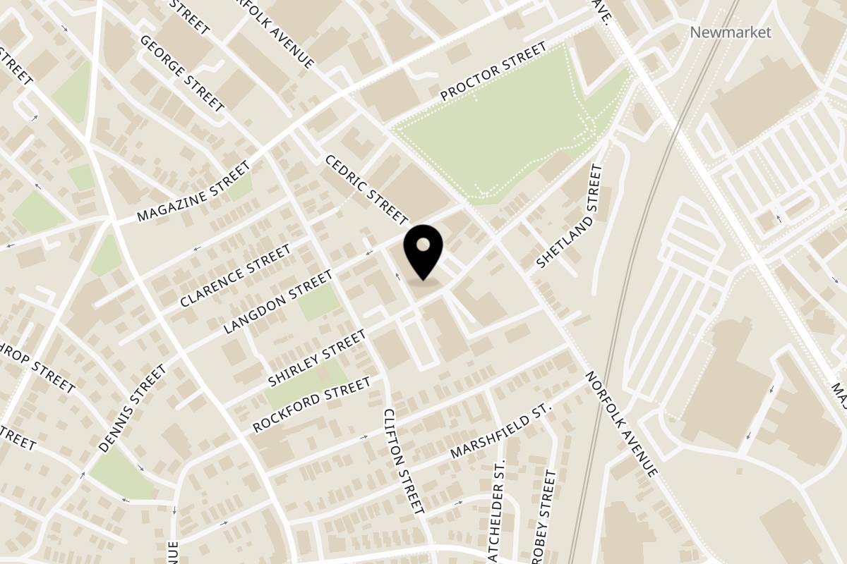 Map showing the location of Bun Buds Bun Buds - Boston on 94 Shirley St in Roxbury